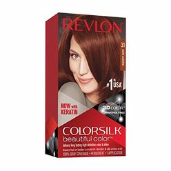 Revlon Colorsilk Beautiful Color, Permanent Hair Dye with Keratin, 100% Gray Coverage, Ammonia Free, 31 Dark Auburn