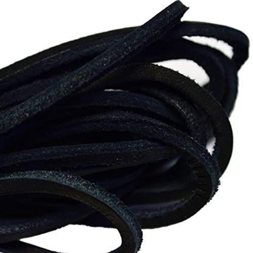 TOFL Leather Boot Laces|1/8 Inch Thick 72 Inches Long|2 Leather Strips [1 Pair]|Black cordones de botas de cuero