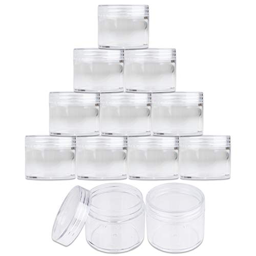 Beauticom 60 Grams/60 ML (2 Oz) Round Clear Leak Proof Plastic Container Jars with Clear Lids for Travel Storage Makeup Cosmetic