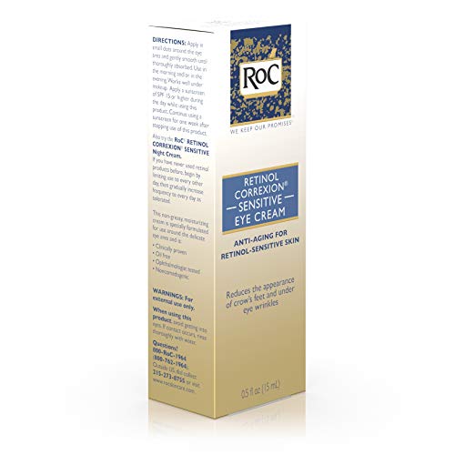 RoC Retinol Correxion Anti-Aging Eye Cream for Sensitive Skin, Anti-Wrinkle Treatment with milder retinol formula that helps con