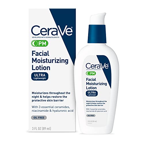 CeraVe PM Facial Moisturizing Lotion | Night Cream with Hyaluronic Acid and Niacinamide | Ultra-Lightweight, Oil-Free Moisturize