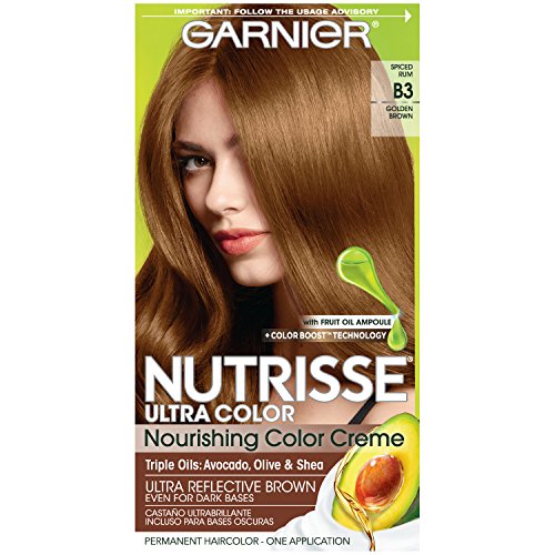 Garnier Nutrisse Ultra Color Nourishing Permanent Hair Color Cream, B3 Golden Brown (1 Kit) Brown Hair Dye (Packaging May Vary),