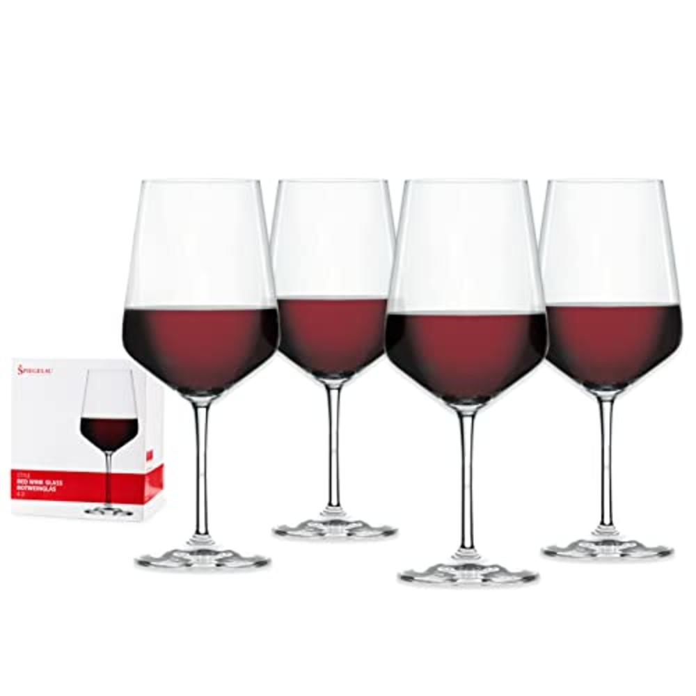 Spiegelau Style Red Wine Glasses, Set of 4, European-Made Lead-Free Crystal, Classic Stemmed, Dishwasher Safe, Professional Qual
