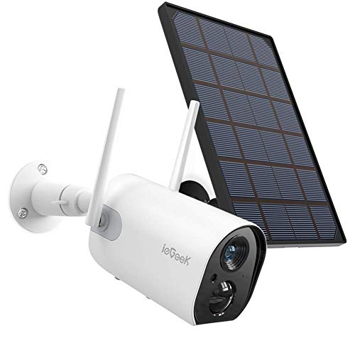 ieGeek Wireless Outdoor Security Camera, WiFi Solar Rechargeable Battery Power IP Surveillance Home Cameras, 1080P, Human Motion Detect