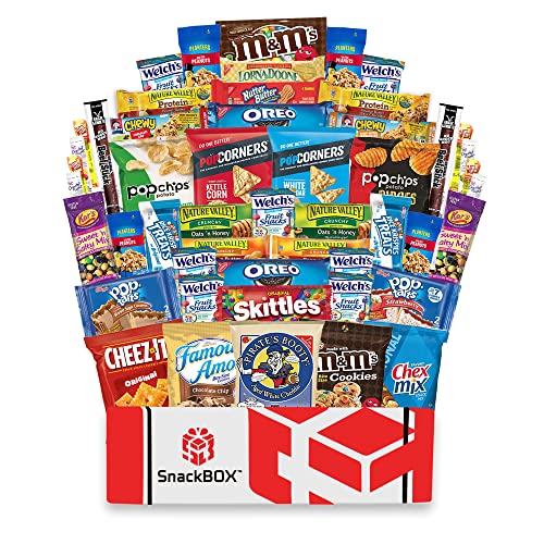 SB SnackBOX Care Package for College Students (50 Count) Great for Christmas, Date Night, Military, Office Gift, Finals or Back to School Fr