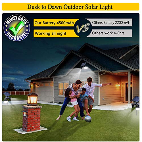 EMANER Motion Sensor Solar Light Outdoor, Dusk to Dawn Wireless Security LED Flood Light, 6000K Very Bright, Solar Powered Landscape Sp