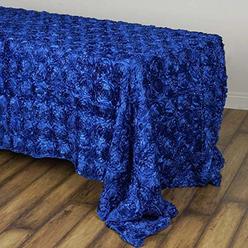 Efavormart.com Efavormart 90"x132" Wholesale Rectangle Table Cover Royal Blue Grandiose Rosette 3D Satin Tablecloth for Wedding Party Event