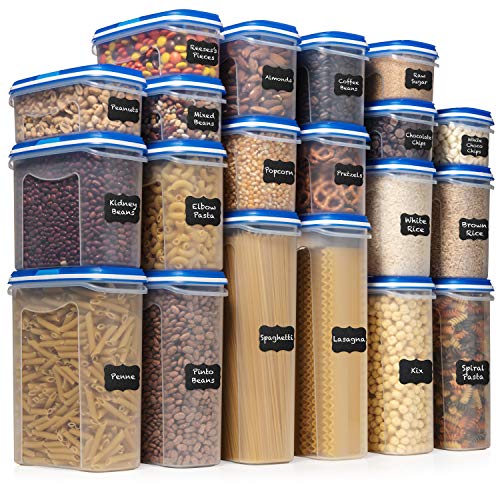 Shazo Food Storage Containers 40-Piece Set (20 Container Set) - Airtight Dry Food with Innovative Dual Utility Interchangeable L