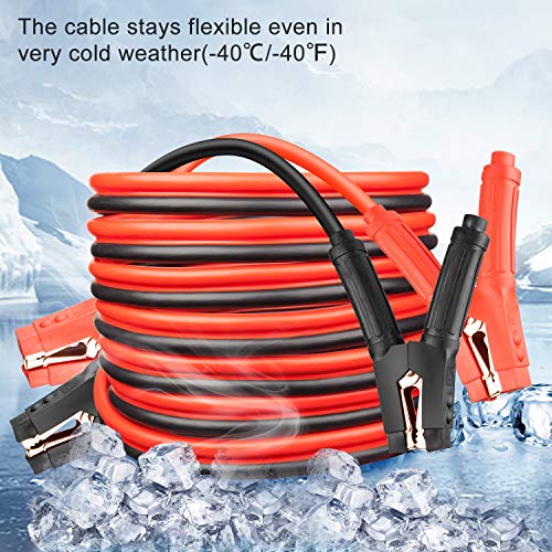 NOONE Jumper Cables, Heavy Duty Booster Cables 0 Gauge 25Feet (0AWG x 25Ft) 1000Amp with Goggles Cleaning Brush in Carry Bag