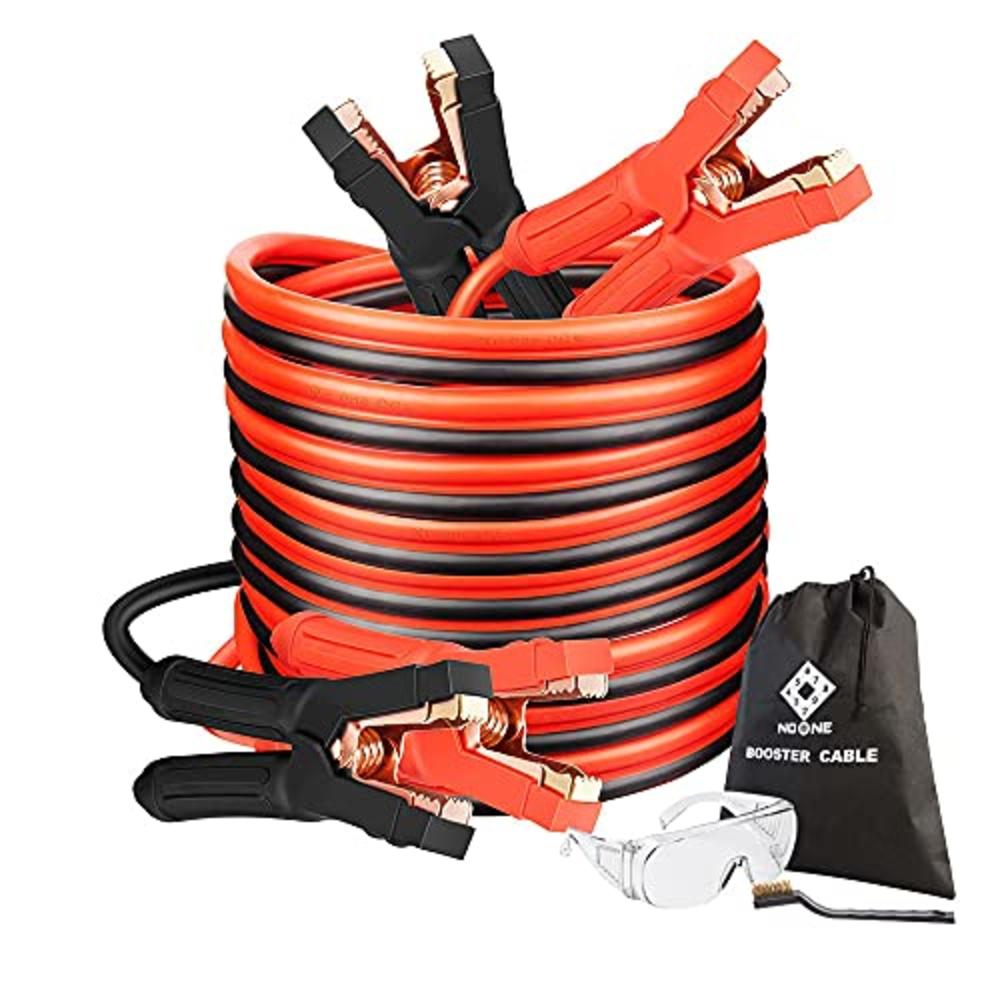 NOONE Jumper Cables, Heavy Duty Booster Cables 0 Gauge 25Feet (0AWG x 25Ft) 1000Amp with Goggles Cleaning Brush in Carry Bag