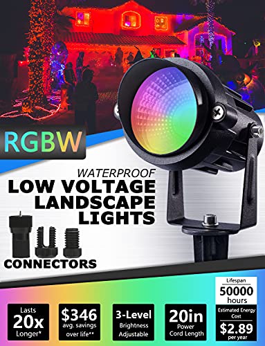 SUNVIE 12W Low Voltage Landscape Lighting RGB Color Changing LED Landscape Lights Remote Control Waterproof Spotlight Garden Pat
