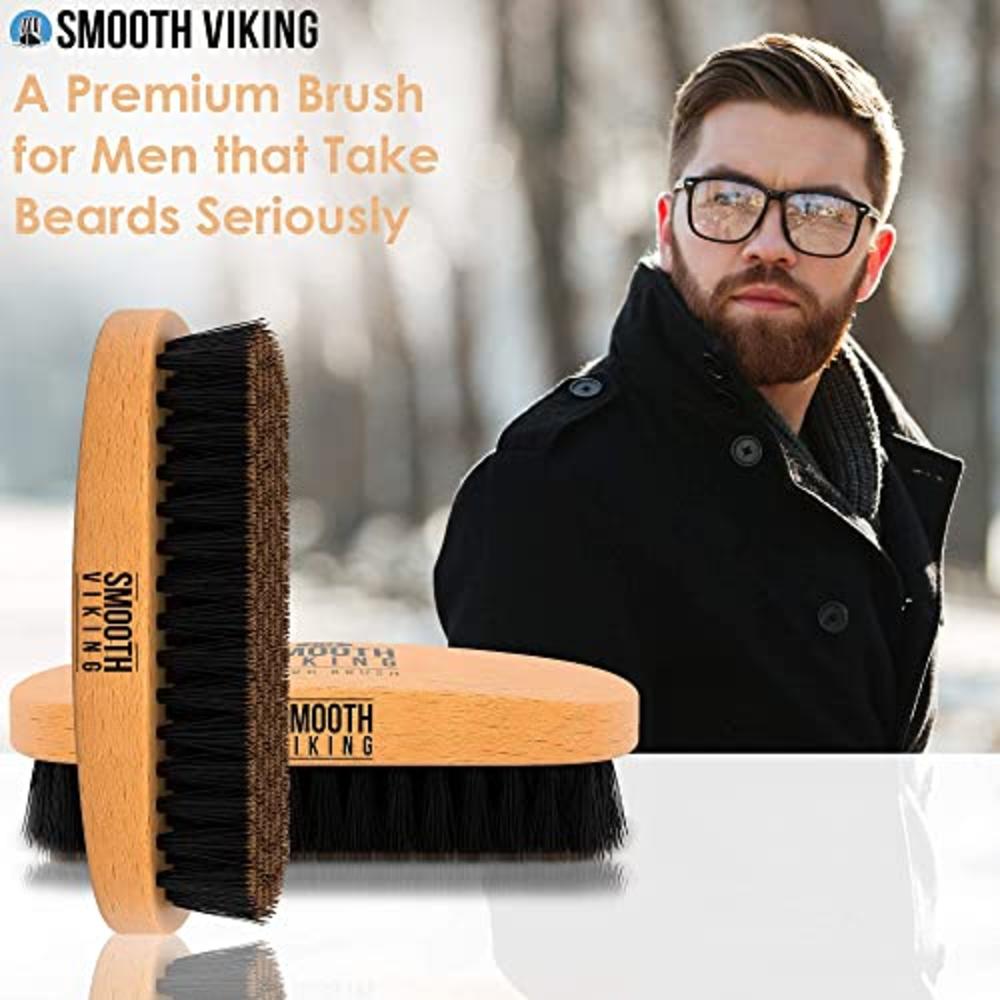 Smooth Viking Beard  Beard Brush and Comb - Natural Boar Bristle Beard Brush & Beard Comb for Men - Facial Hair Care Gift Set for Men - Mustache Styl