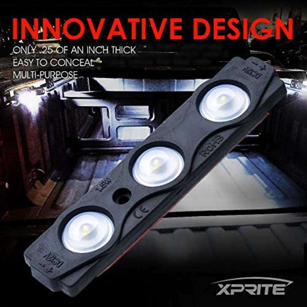 Xprite White Truck Pickup Bed Light Kit, 24 Led Cargo Rock Lighting Kits w/Switch for Van Off-Road Under Car, Side Marker, Foot 