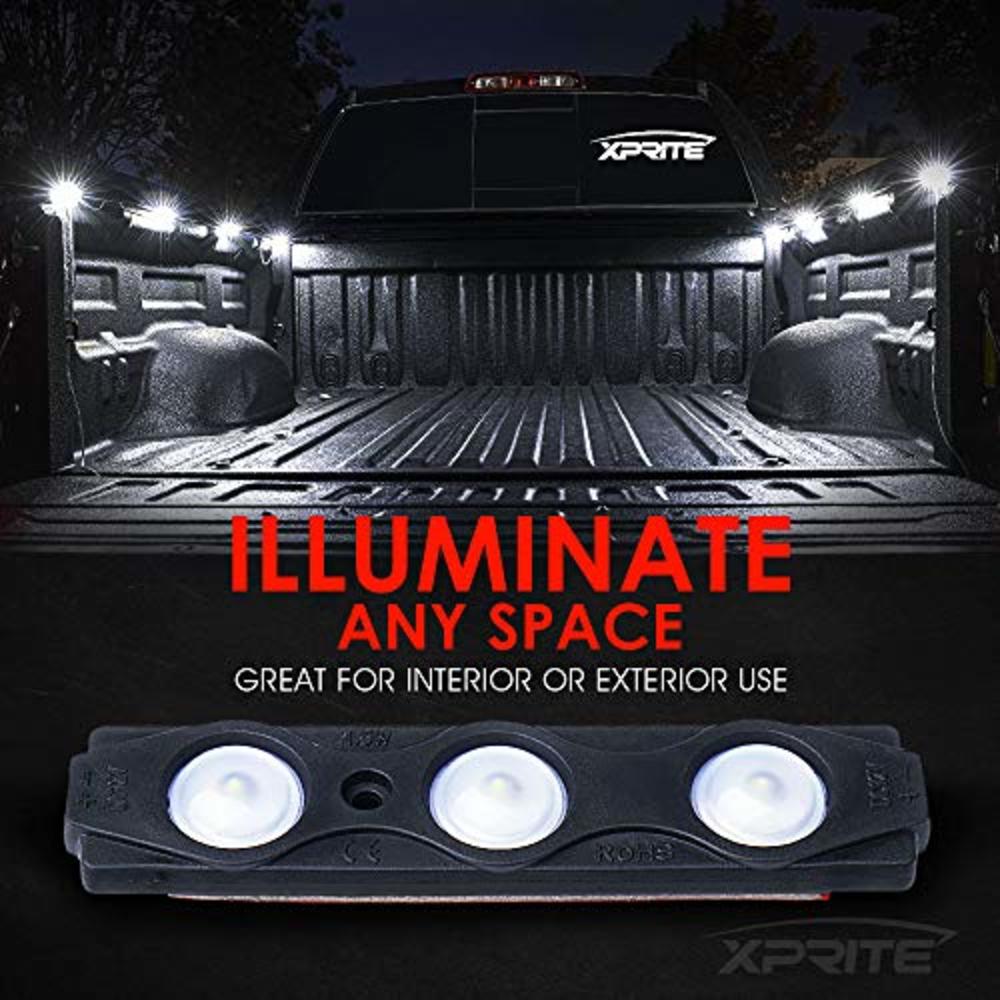 Xprite White Truck Pickup Bed Light Kit, 24 Led Cargo Rock Lighting Kits w/Switch for Van Off-Road Under Car, Side Marker, Foot 