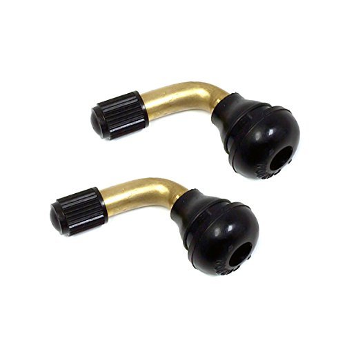 MMG PVR70 Valve Stem Bent 45 Degree Angled, Brass Stem, Snap-in Rubber Base (Pair 2pcs), Tubeless Tire Rim, Motorcycle Scooter A