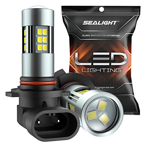 SEALIGHT H10/9145/9140/9045/9040 LED Fog Light Bulbs, 6000K Xenon White, 27 SMD Chips, 360-degree Illumination, Non-polarity, Pa
