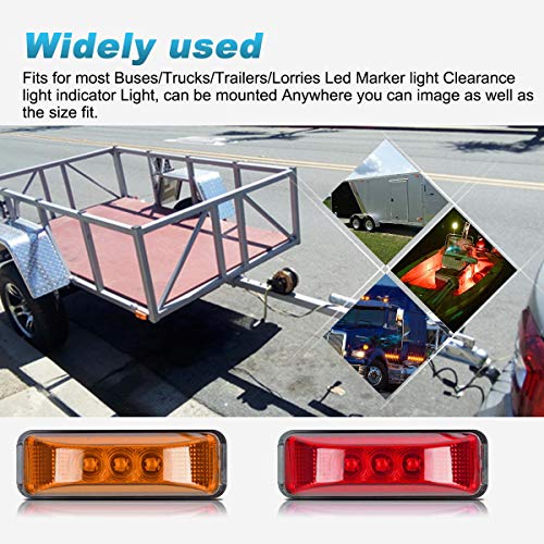 Partsam 3.9 Inch 3 Led Truck Trailer Lights Front Rear LED Side Marker Lights Clearance Indicator Lights Lamps Waterproof Sealed