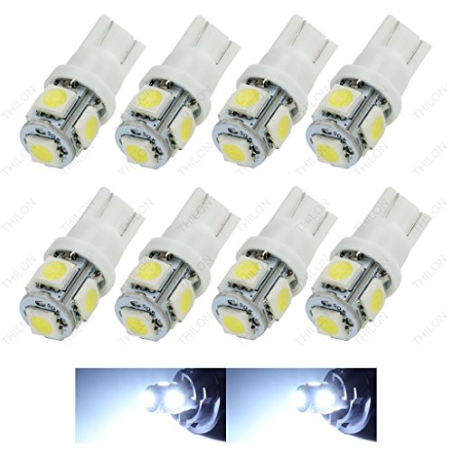Thilon - T10 Wedge 5-SMD W5W 168 194 2825 175 LED Dome Map Interior Light bulbs (8 pieces) (White)