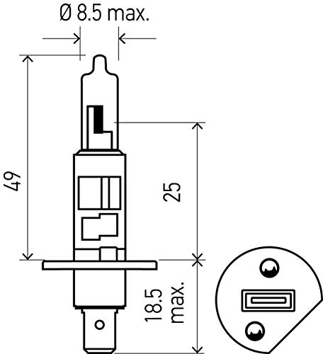HELLA H1 Standard Halogen Bulb, 12 V, 55W