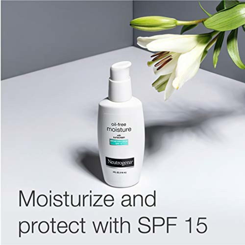 Neutrogena Oil-Free Daily Long Lasting Facial Moisturizer & Neck Cream with SPF 15 Sunscreen & Glycerin, Non-Greasy, Oil-Free & 