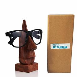 IndiaBigShop Classic Hand Carved Rosewood Nose-Shaped Eyeglass Spectacle/Eyewear Holder (Brown)