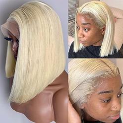 Licoville Blonde Bob Wigs Human Hair 13x4 613 Lace Frontal Bob Wig 180% Density Straight Short Blonde Wigs Pre Plucked 12 Inch Colored Bob