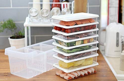Living Innovation Kitchen Refrigerator Organizer, Fridge and Freezer  Storage Trays Large+Food Containers with Lids L1(6P)+L2(2P), Set of 9,  Premiu