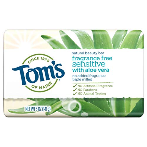 Toms of Maine Natural Beauty Bar Soap for Sensitive Skin With Aloe Vera, Fragrance-Free, 5oz.