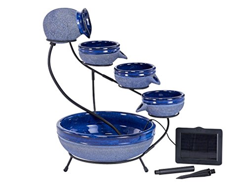 Smart Solar 23967R01 4-Tier Solar Powered Cascading Fountain, Blueberry And Rustic Blue, Powered By A Separate Included Solar Pa