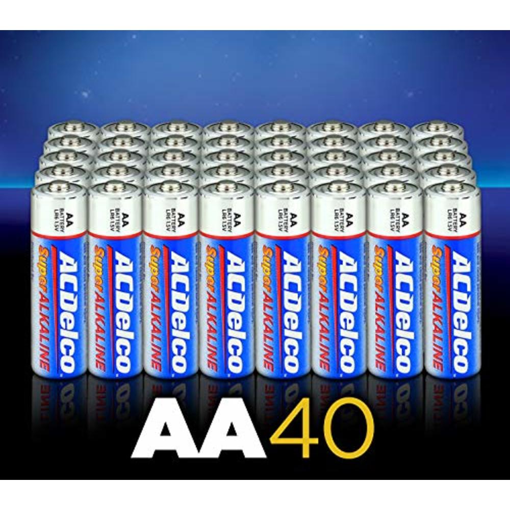 Powermax ACDelco 40-Count AA Batteries, Maximum Power Super Alkaline Battery, 10-Year Shelf Life, Recloseable Packaging
