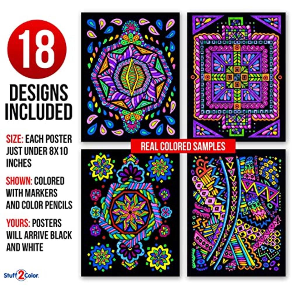 Stuff2Color Super Pack of 18 Fuzzy Velvet Coloring Posters