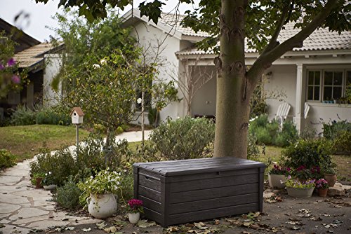 Keter Brightwood 120 Gallon Outdoor Resin Garden Patio Storage Furniture Deck Box