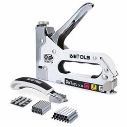 WETOLS Staple Gun with Remover, Heavy Duty Staple Gun, 3 in 1 Manual Nail Gun with 3000 Staples(D, U and T-Type), for Up