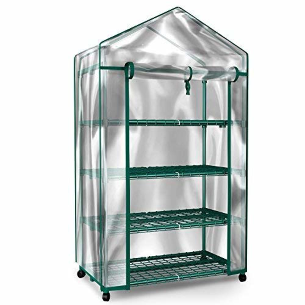 Home-Complete Mini Greenhouse-4-Tier Indoor Outdoor Sturdy Portable Shelves-Grow Plants, Seedlings, Herbs, or Flowers In Any Sea