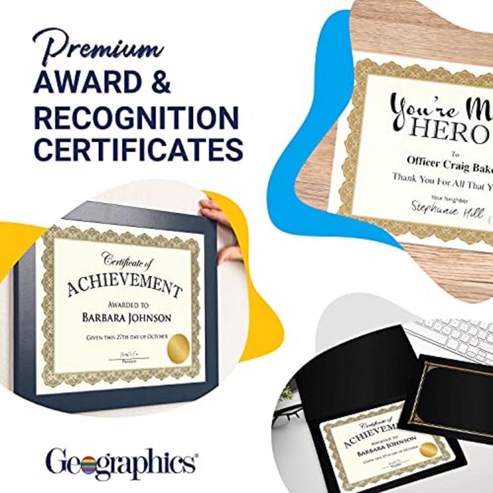 Geographics Optima Gold Blank Award Certificate Paper with Gold Foil Seals, 8.5 x 11", Seal 1.75" (Pack of 25)