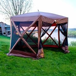 BACKYARD EXPRESSIONS PATIO · HOME · GARDEN Easy Up Popup Tent Camping Gazebo With Mosquito Screen Canvas Sides 12x12 Family Size