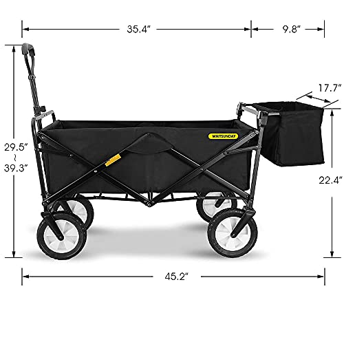 WHITSUNDAY Collapsible Folding Garden Outdoor Park Utility Wagon Picnic Camping Cart 8" Wheels with Rear Storage (Standard Size 
