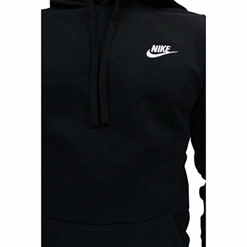 Nike Mens Nike Sportswear Club Pullover Hoodie, Fleece Sweatshirt for Men with Paneled Hood, Black/Black/White, M