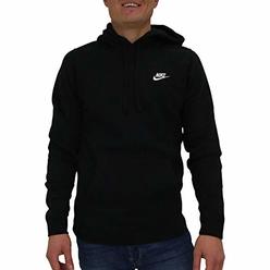 Nike Mens Nike Sportswear Club Pullover Hoodie, Fleece Sweatshirt for Men with Paneled Hood, Black/Black/White, M