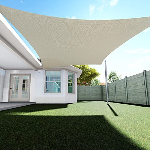 TANG Sunshades Depot Beige 12 x 16 Sun Shade Sail Permeable Canopy Cover Customize Commercial Standard 180 GSM HDPE