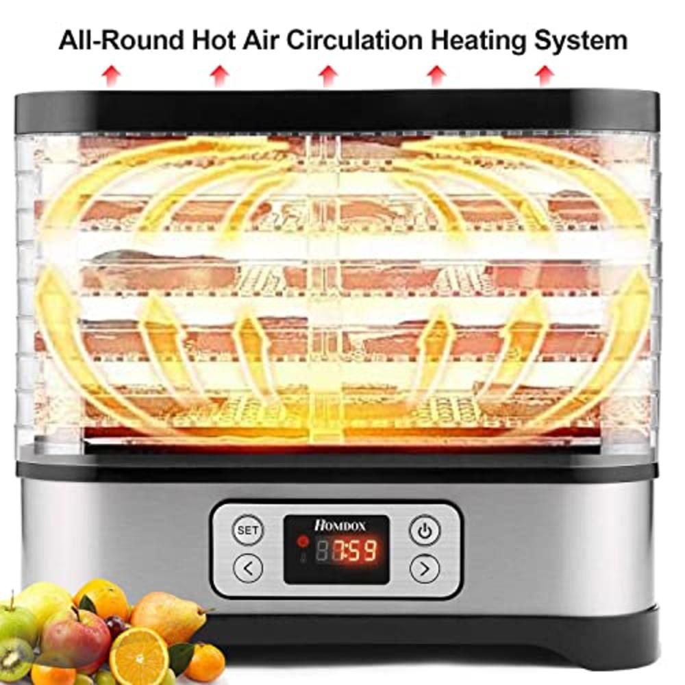 Homdox 8 Trays Food Dehydrator Machine with Fruit Roll Sheet, Digital Timer and Temperature Control, Dehydrators for Food and Je
