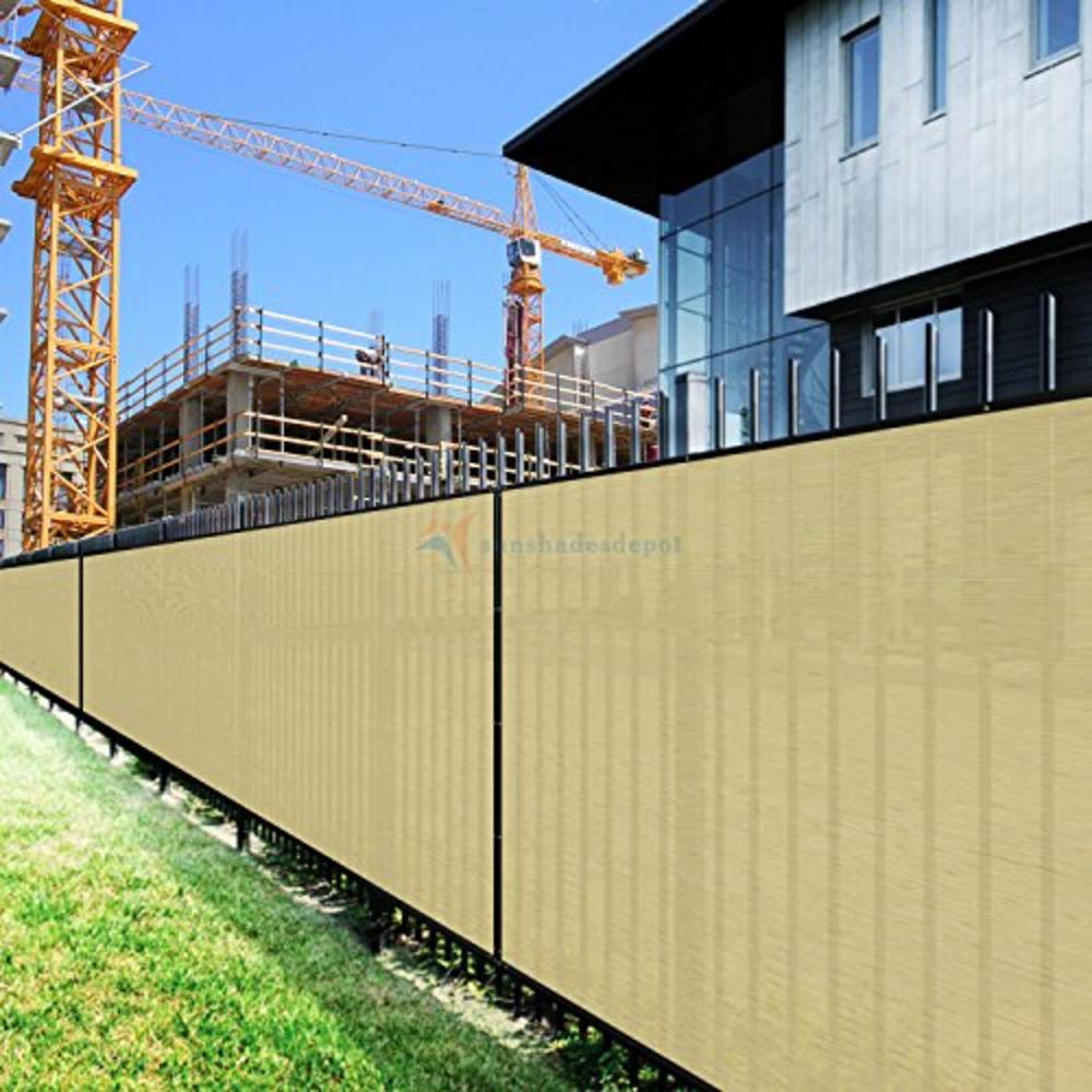 TANG Sunshades Depot Privacy Fence Screen Beige 4 x 50 Heavy Duty Commercial Windscreen Residential Fence Netting Fence Cover 15