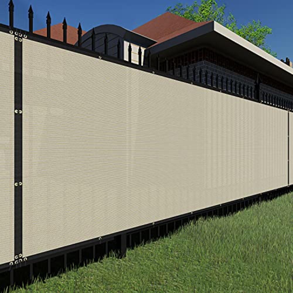 TANG Sunshades Depot Privacy Fence Screen Beige 4 x 50 Heavy Duty Commercial Windscreen Residential Fence Netting Fence Cover 15
