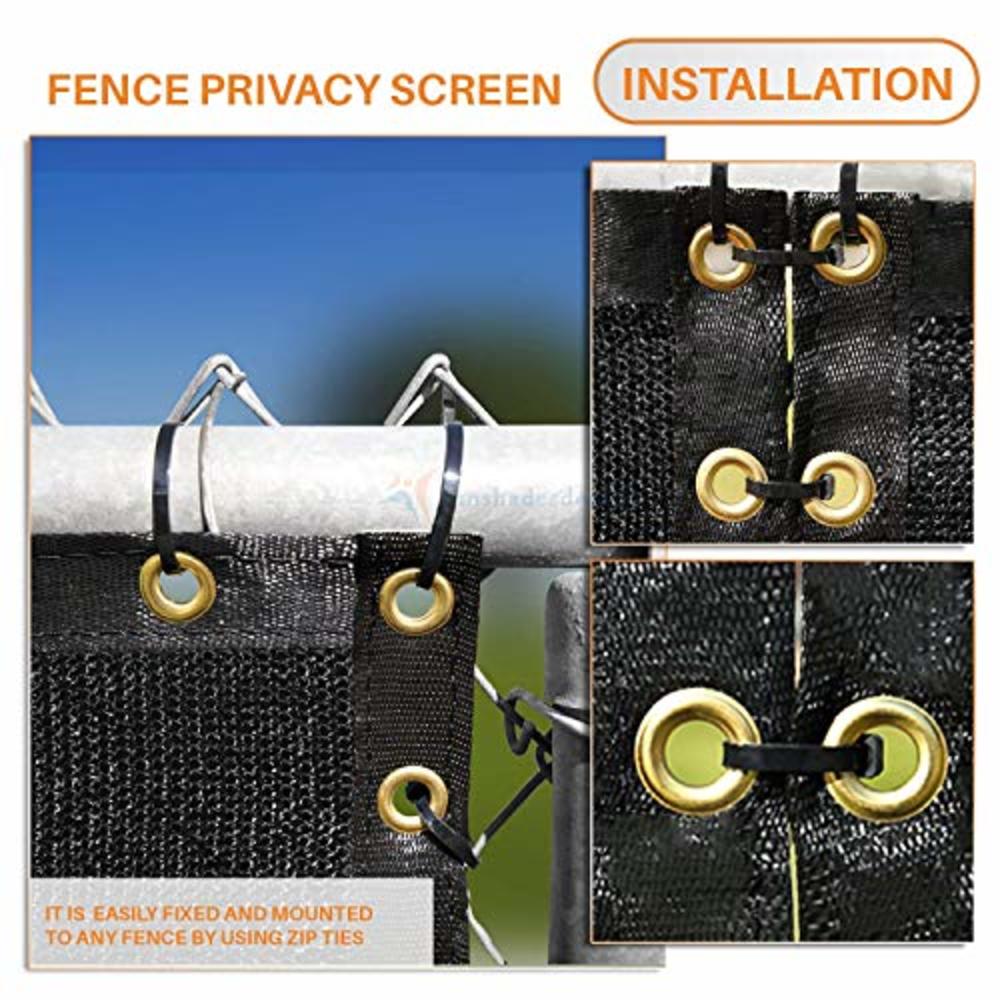 TANG Sunshades Depot Privacy Fence Screen Black 6 x 50 Heavy Duty Commercial Windscreen Residential Fence Netting Fence Cover 15