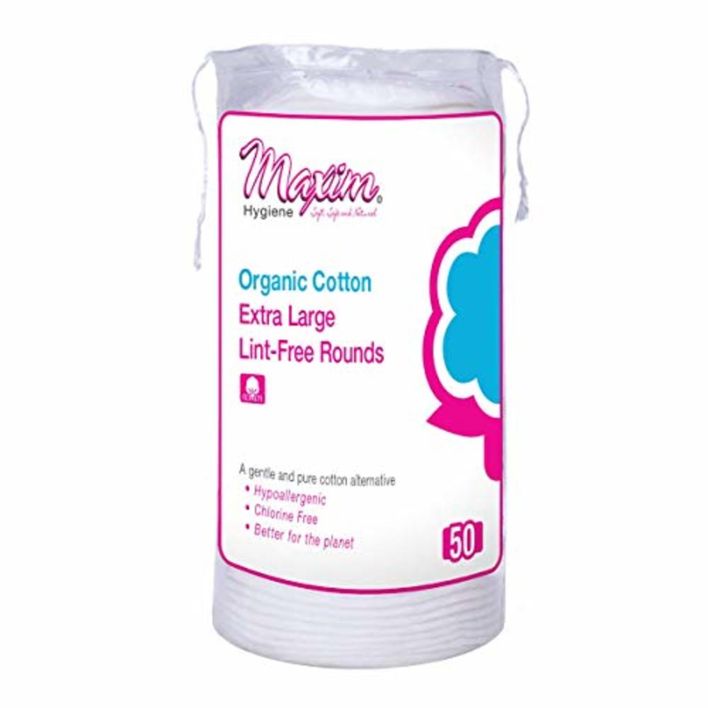 Maxim Organic Makeup Remover Pads by Maxim (50 Count): Extra Large 100% Natural White Cotton Rounds - Hypoallergenic for Sensitive Ski