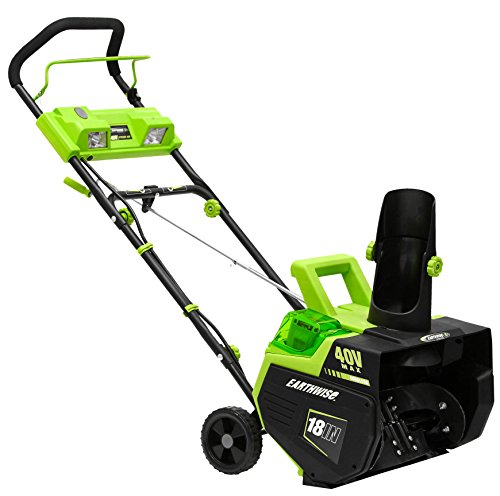 Earthwise Power Tool Earthwise SN74018 Cordless Electric 40-Volt 4Ah Brushless Motor, 18-Inch Snow Thrower, 500lbs/Minute, With LED spotlight (Batter