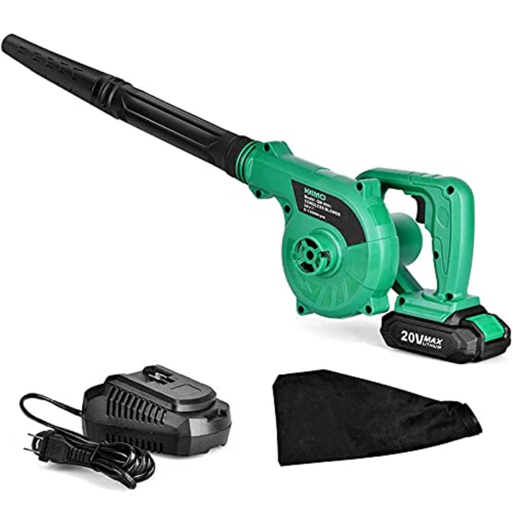 K I M O. Cordless Leaf Blower - 20V 2.0 Ah Lithium Battery 2in1 Sweeper / Vacuum for Blowing Leaf, Clearing Dust & Small Trash,C