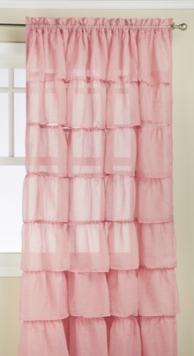 LORRAINE HOME FASHIONS Gypsy Shabby Chic Layered Ruffle Window Curtain Panel, 60 by 84-Inch, Pink