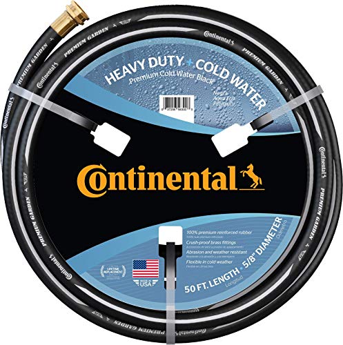 Continental ContiTech Premium Garden, Black Heavy Duty Cold Water Garden Hose, 5/8"" ID x 50 Length, MXF GHT"
