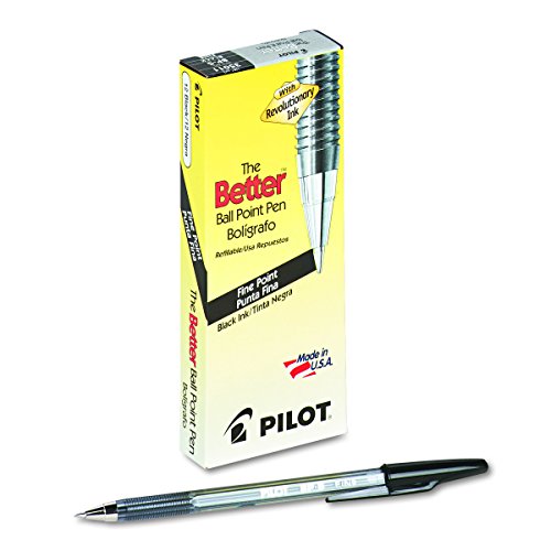 Pilot Automotive PILOT The Better Ball Point Pen Refillable Ball Point Stick Pens, Fine Point, Black Ink, 12-Pack (35011), 0.7mm